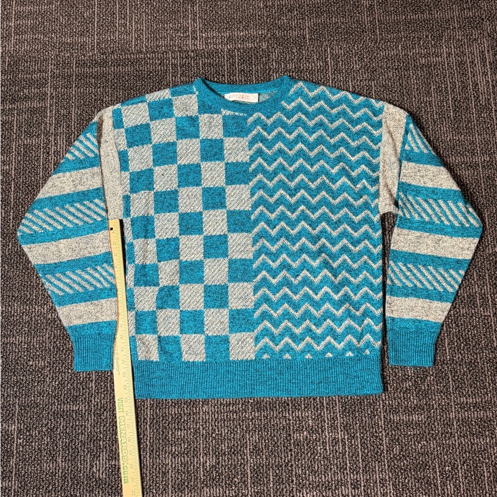 Mens Vintage Jantzen Crewneck Knit Geometric Sweater M USA Made